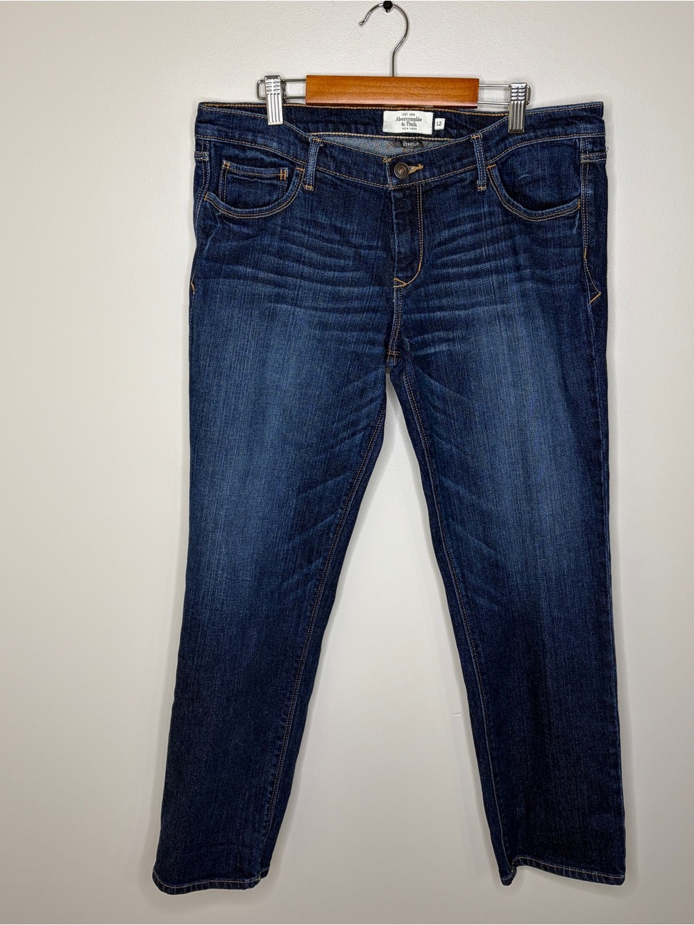 Abercrombie & Fitch Dark Indigo Straight Leg Low Rise Jeans 12